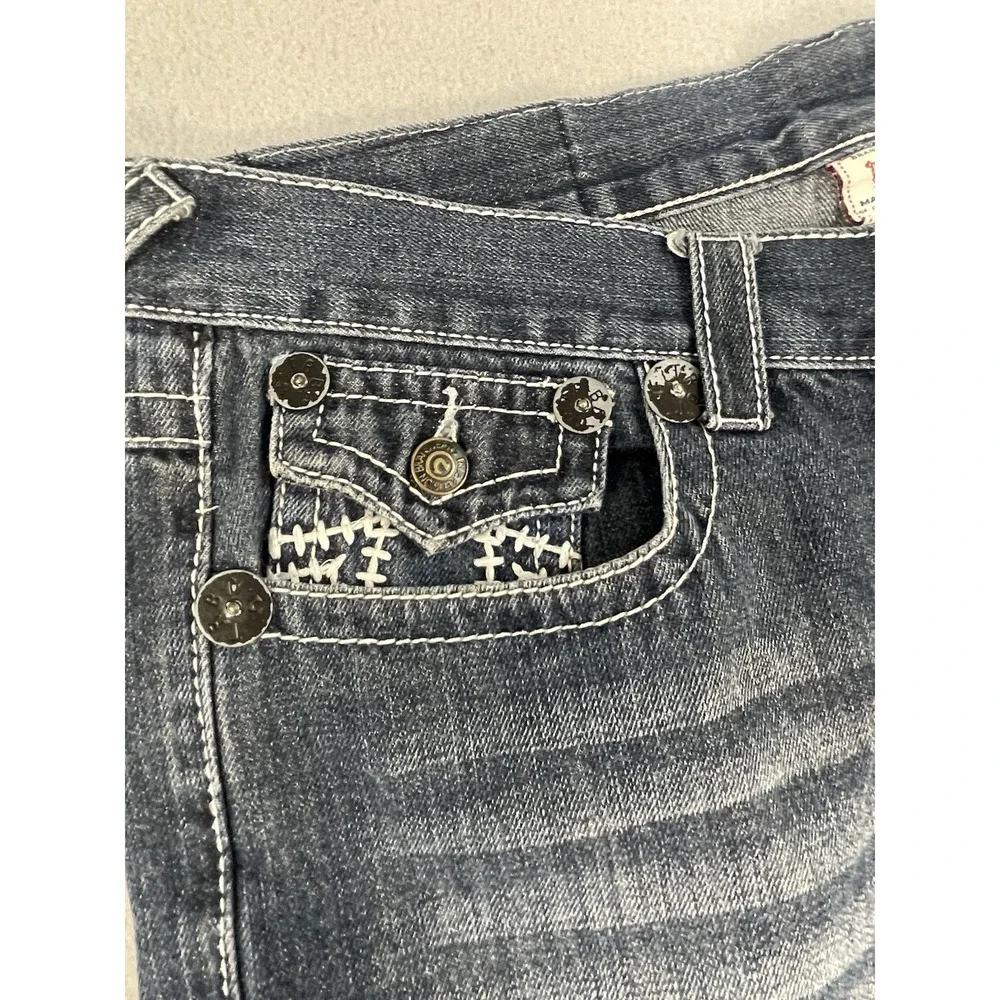 True Religion Mens Thick Stitch Denim Straight Jeans Size 34
